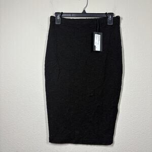 Maison Olga 2 Textured Pencil Knee Length Skirt Korubo Black Cotton Stretch